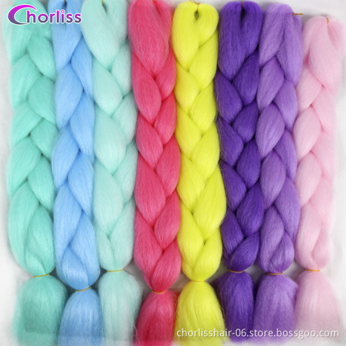 Free Sample Glowing Synthetic Jumbo Braids Bulks Fluorescent Green Shining In The Darkness Attachment For Braids Crochet Hair
